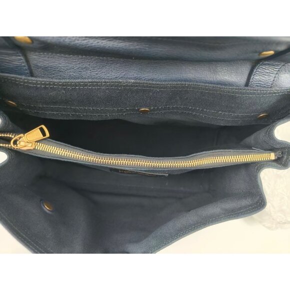 Pre-owned Yves Saint Laurent Calfskin Canvas Medium Muse Two Navy - Picture 6 of 10